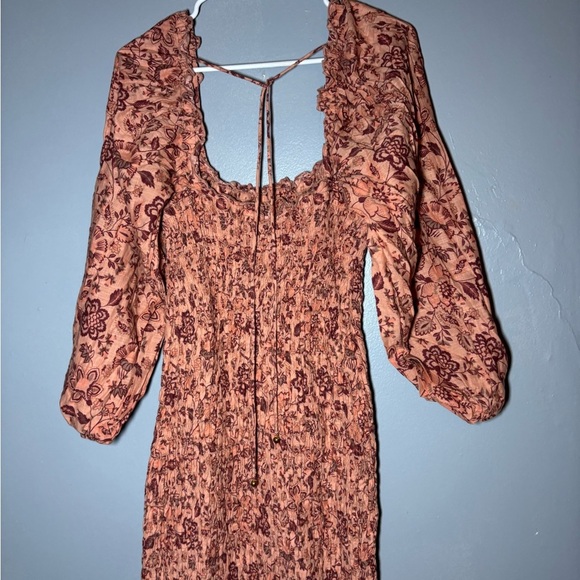 Free People Smock It To Me Mini Dress Apricot Combo Size large - Picture 7 of 8